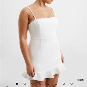 French Connection Whisper Frill Hem Dress Summer White Size M